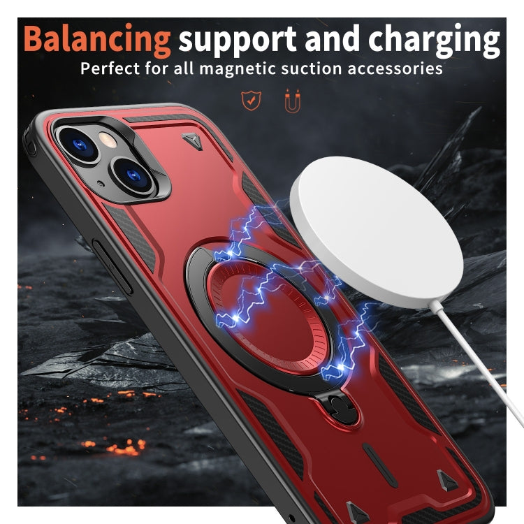 For iPhone 13 PC Hybrid TPU Armor MagSafe Ring Holder Phone Case