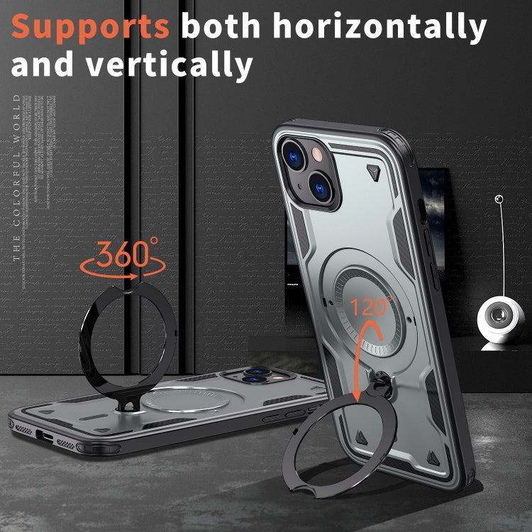 For iPhone 13 PC Hybrid TPU Armor MagSafe Ring Holder Phone Case