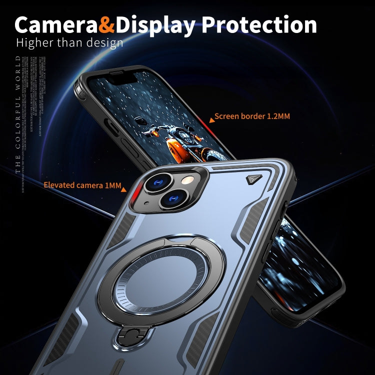 For iPhone 13 PC Hybrid TPU Armor MagSafe Ring Holder Phone Case