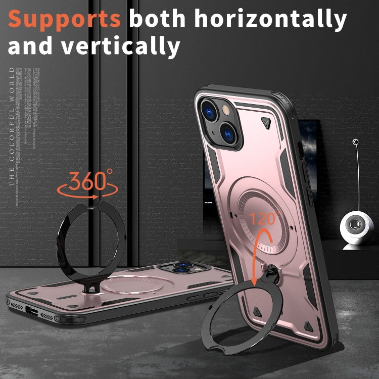 For iPhone 13 PC Hybrid TPU Armor MagSafe Ring Holder Phone Case