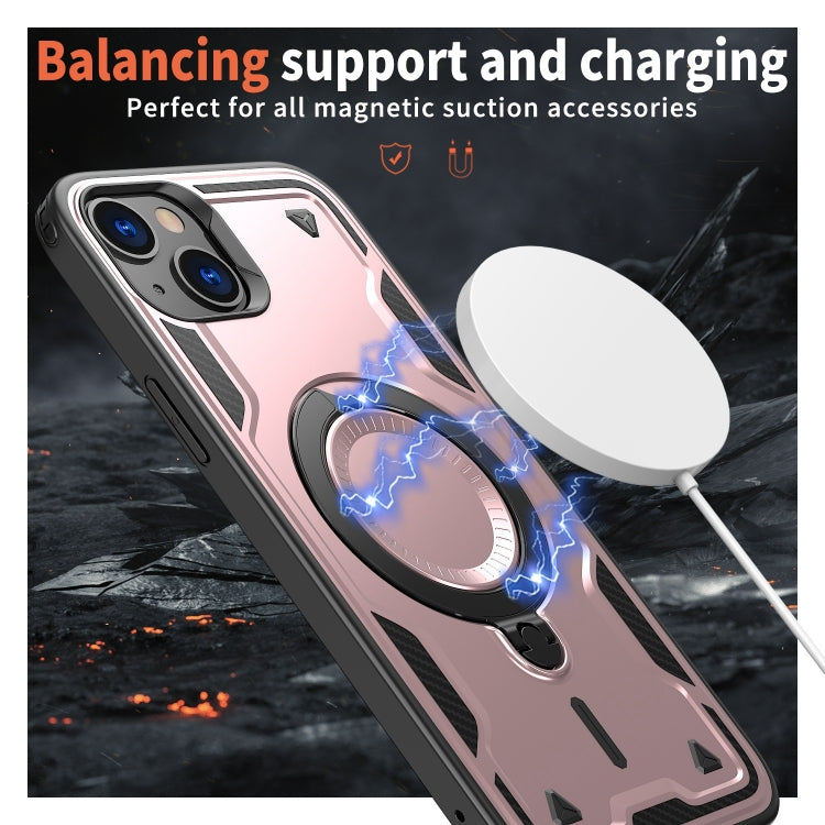 For iPhone 13 PC Hybrid TPU Armor MagSafe Ring Holder Phone Case