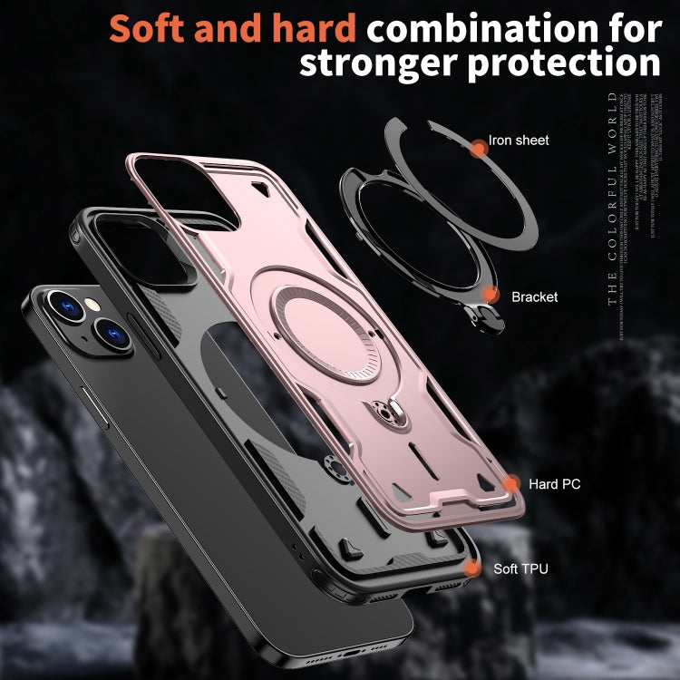For iPhone 13 PC Hybrid TPU Armor MagSafe Ring Holder Phone Case