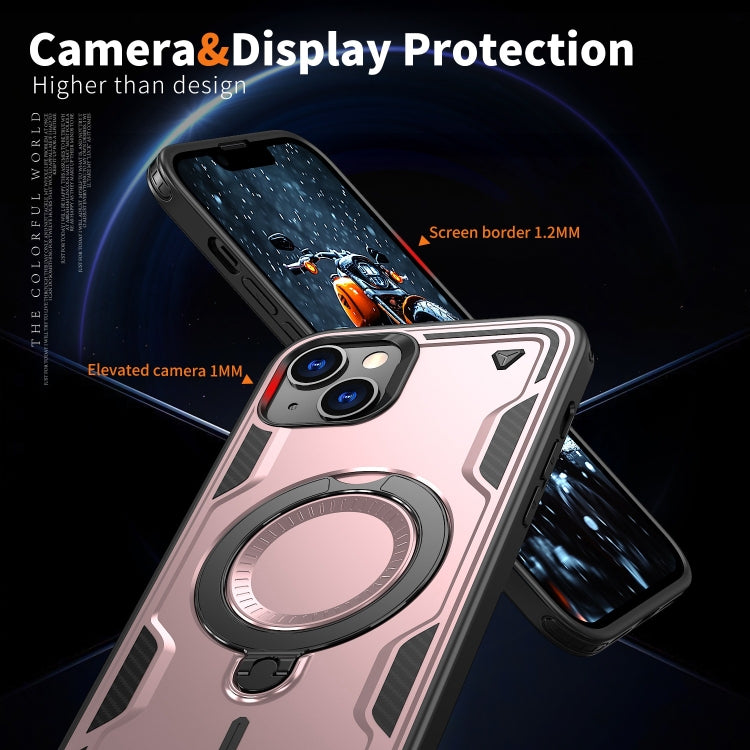 For iPhone 13 PC Hybrid TPU Armor MagSafe Ring Holder Phone Case