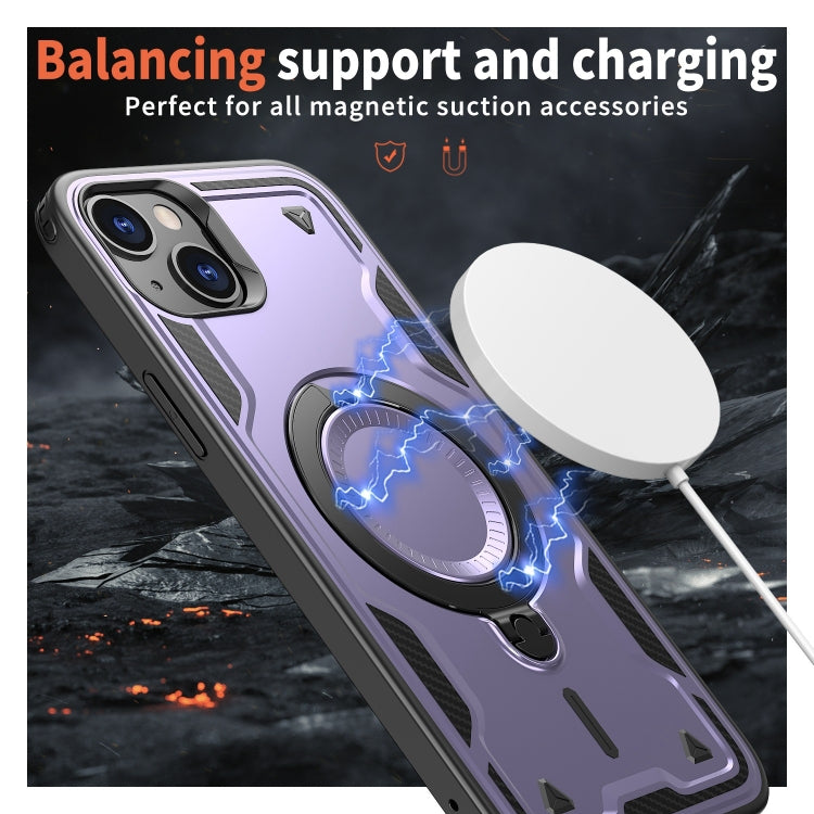For iPhone 13 PC Hybrid TPU Armor MagSafe Ring Holder Phone Case
