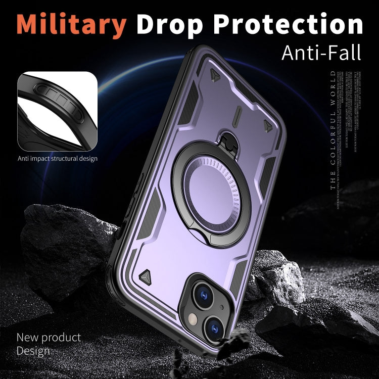 For iPhone 13 PC Hybrid TPU Armor MagSafe Ring Holder Phone Case