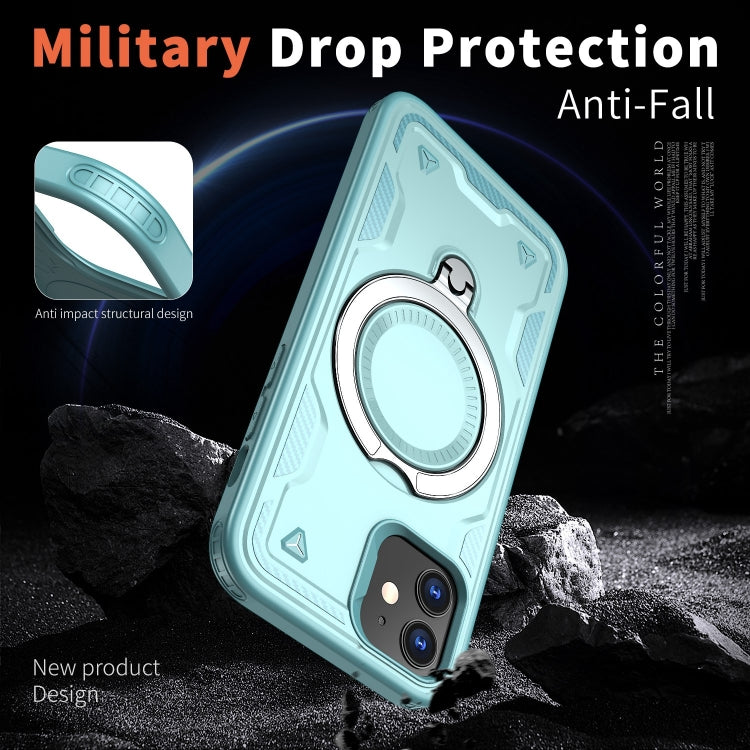 For iPhone 12 PC Hybrid TPU Armor MagSafe Ring Holder Phone Case