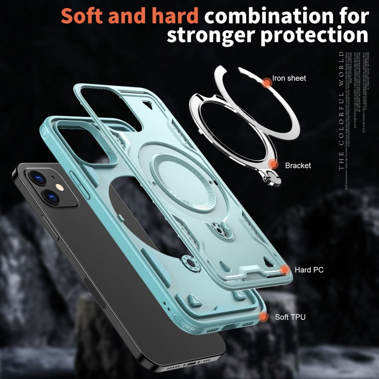 For iPhone 12 PC Hybrid TPU Armor MagSafe Ring Holder Phone Case