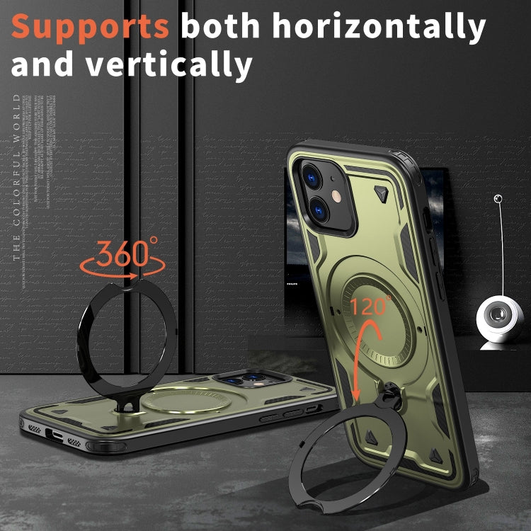 For iPhone 12 PC Hybrid TPU Armor MagSafe Ring Holder Phone Case