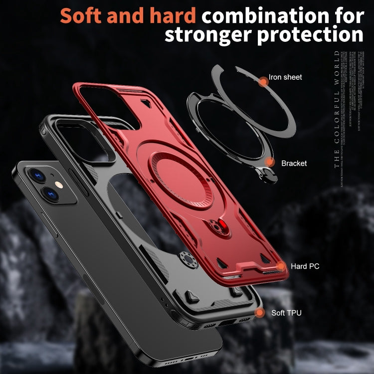For iPhone 12 PC Hybrid TPU Armor MagSafe Ring Holder Phone Case