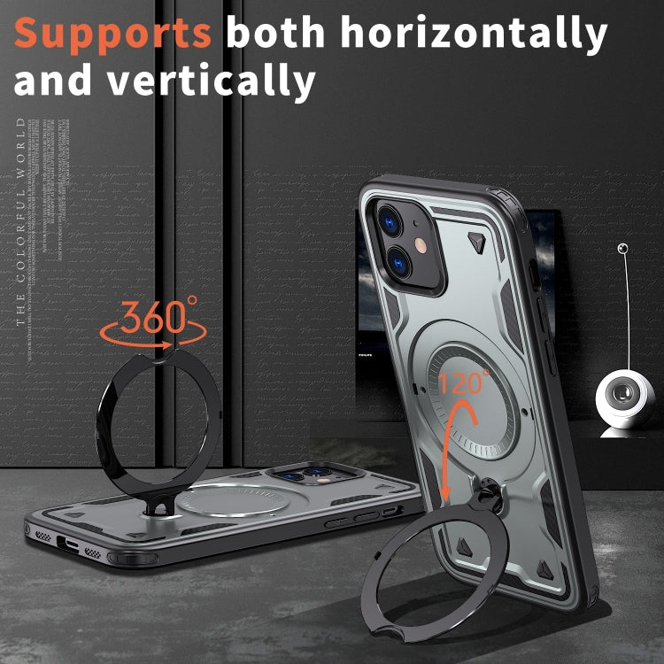 For iPhone 12 PC Hybrid TPU Armor MagSafe Ring Holder Phone Case