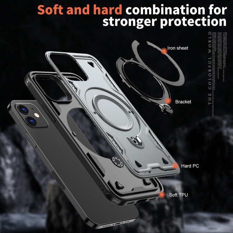 For iPhone 12 PC Hybrid TPU Armor MagSafe Ring Holder Phone Case