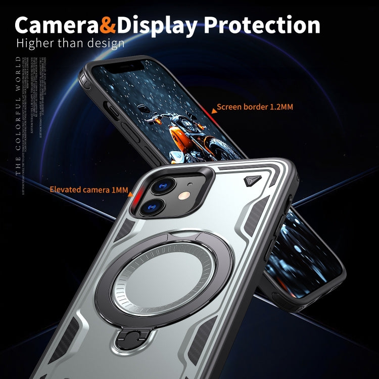 For iPhone 12 PC Hybrid TPU Armor MagSafe Ring Holder Phone Case