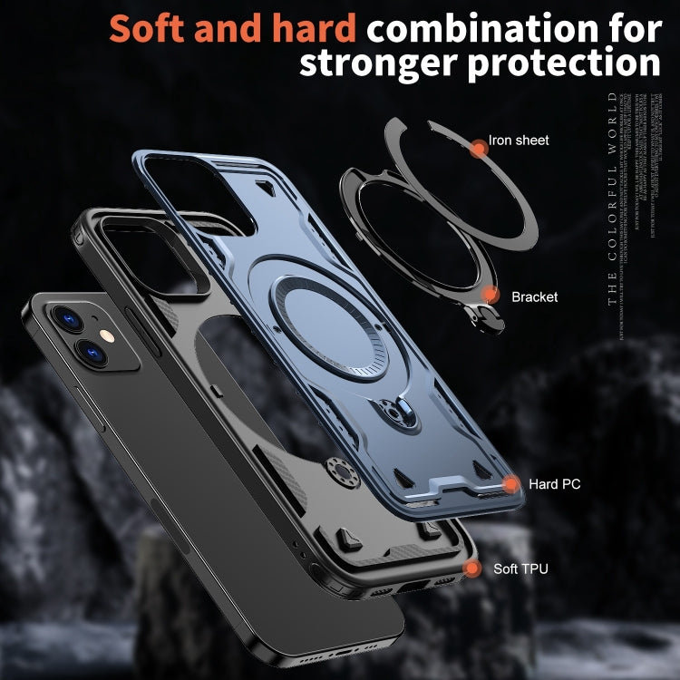 For iPhone 12 PC Hybrid TPU Armor MagSafe Ring Holder Phone Case