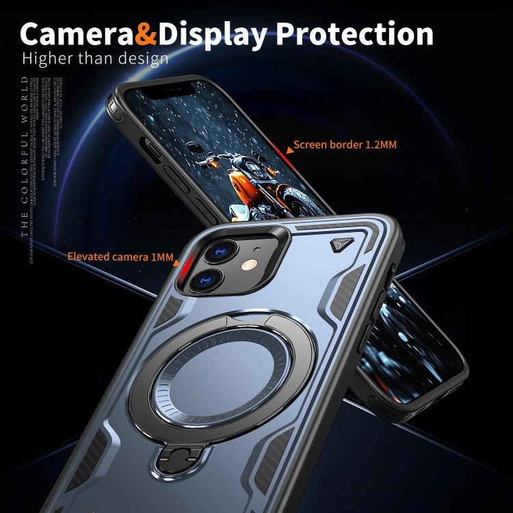 For iPhone 12 PC Hybrid TPU Armor MagSafe Ring Holder Phone Case