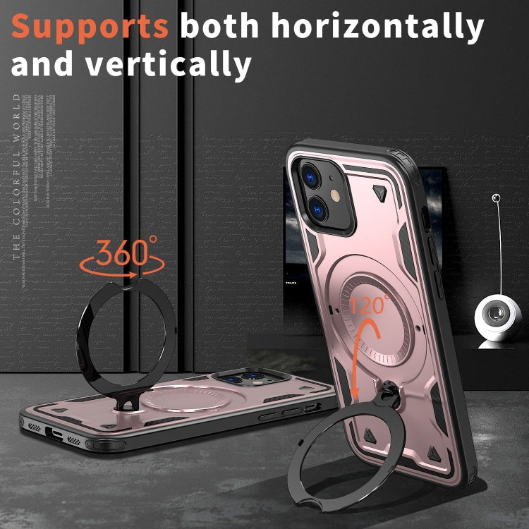 For iPhone 12 PC Hybrid TPU Armor MagSafe Ring Holder Phone Case