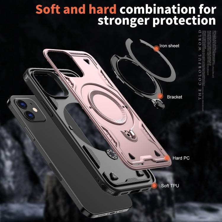 For iPhone 12 PC Hybrid TPU Armor MagSafe Ring Holder Phone Case