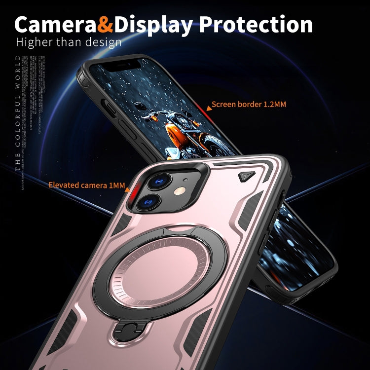For iPhone 12 PC Hybrid TPU Armor MagSafe Ring Holder Phone Case