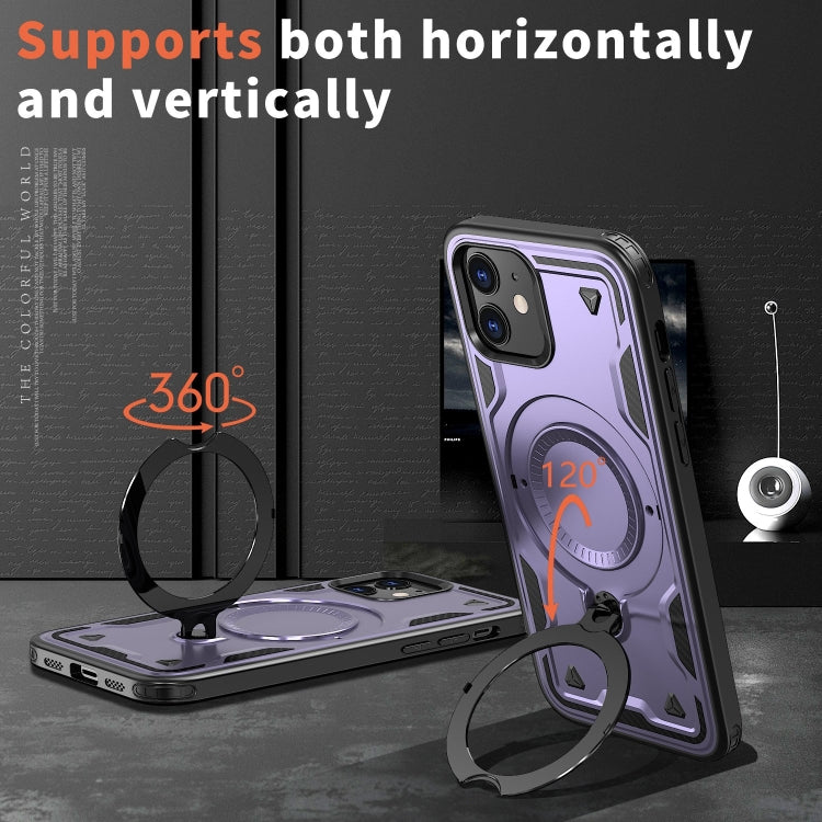 For iPhone 12 PC Hybrid TPU Armor MagSafe Ring Holder Phone Case