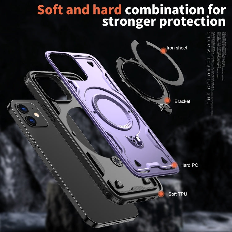 For iPhone 12 PC Hybrid TPU Armor MagSafe Ring Holder Phone Case