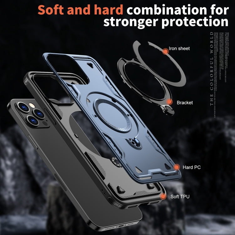For iPhone 12 Pro Max PC Hybrid TPU Armor MagSafe Ring Holder Phone Case