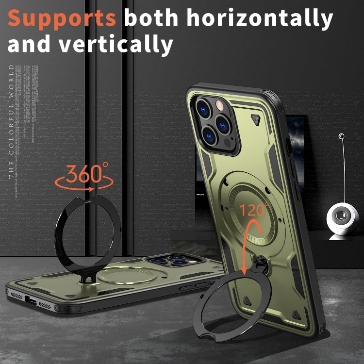 For iPhone 12 Pro PC Hybrid TPU Armor MagSafe Ring Holder Phone Case