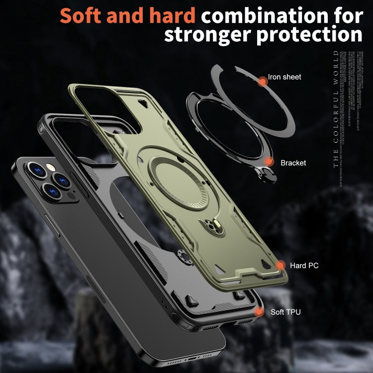 For iPhone 12 Pro PC Hybrid TPU Armor MagSafe Ring Holder Phone Case