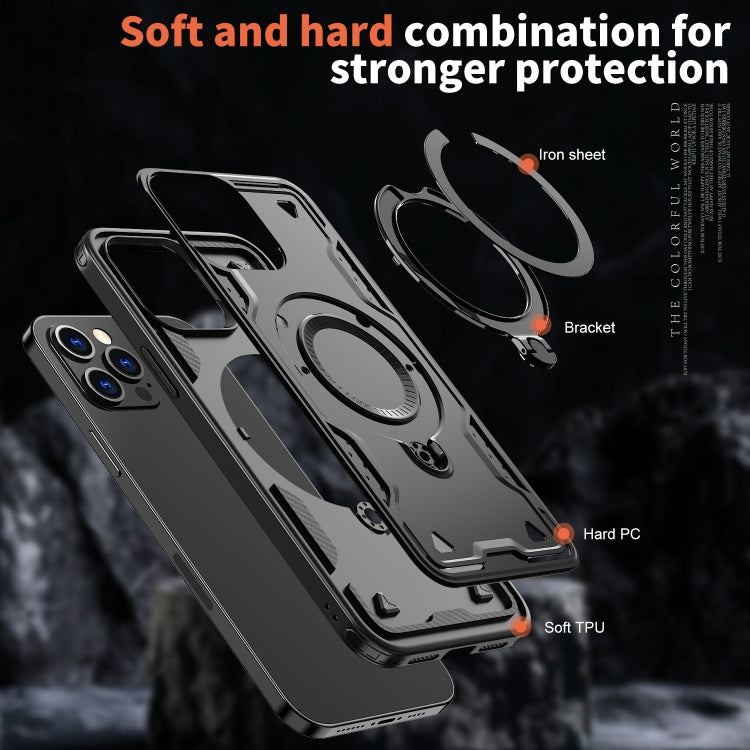 For iPhone 12 Pro PC Hybrid TPU Armor MagSafe Ring Holder Phone Case