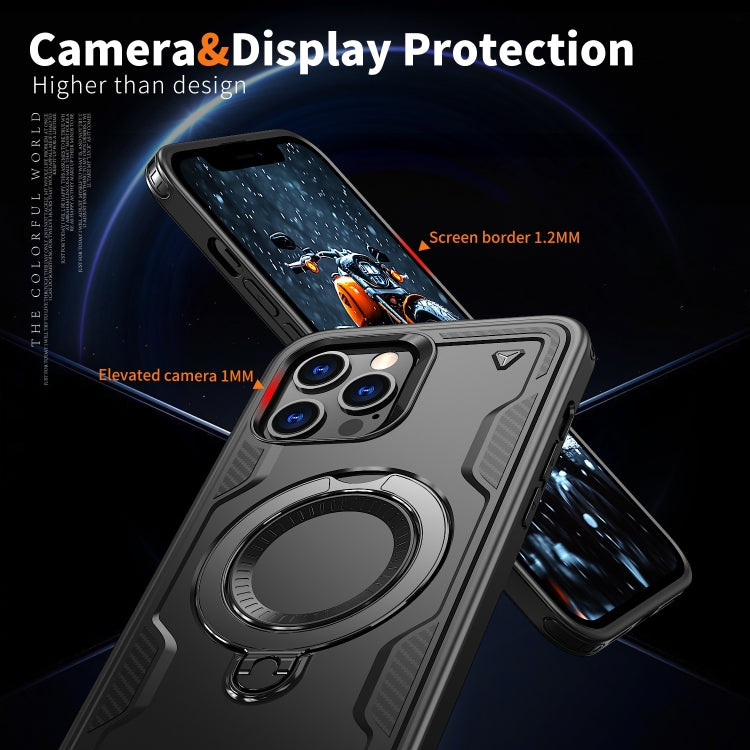 For iPhone 12 Pro PC Hybrid TPU Armor MagSafe Ring Holder Phone Case