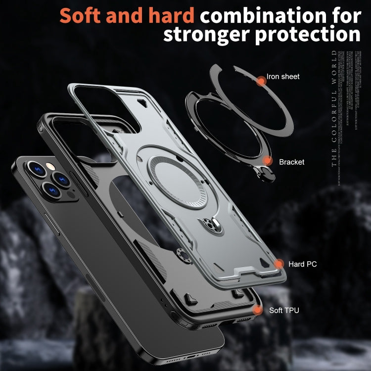 For iPhone 12 Pro PC Hybrid TPU Armor MagSafe Ring Holder Phone Case