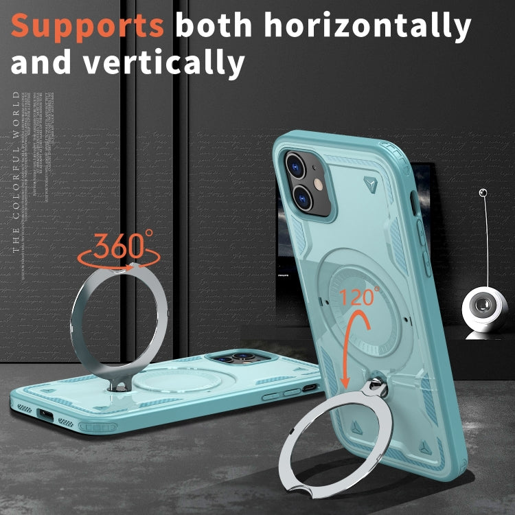 For iPhone 11 PC Hybrid TPU Armor MagSafe Ring Holder Phone Case