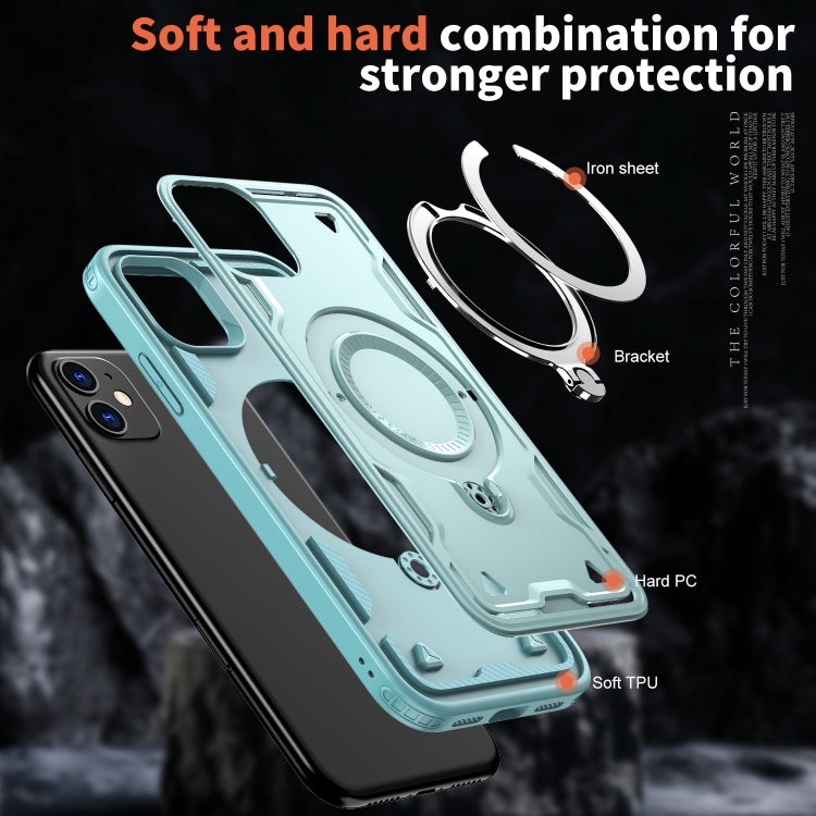 For iPhone 11 PC Hybrid TPU Armor MagSafe Ring Holder Phone Case