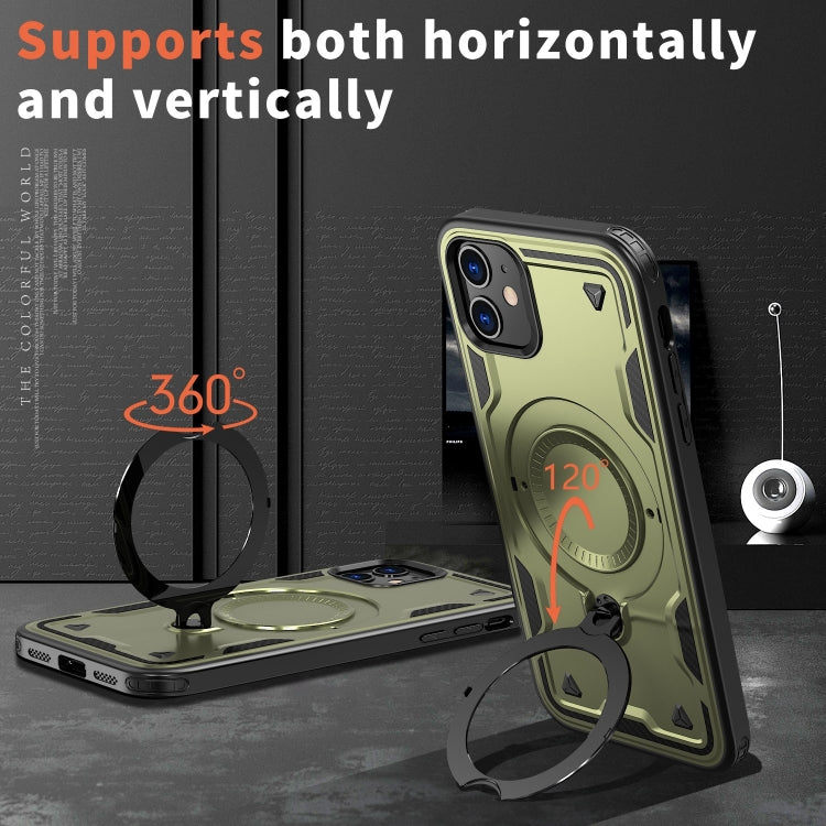 For iPhone 11 PC Hybrid TPU Armor MagSafe Ring Holder Phone Case