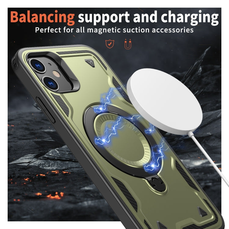For iPhone 11 PC Hybrid TPU Armor MagSafe Ring Holder Phone Case