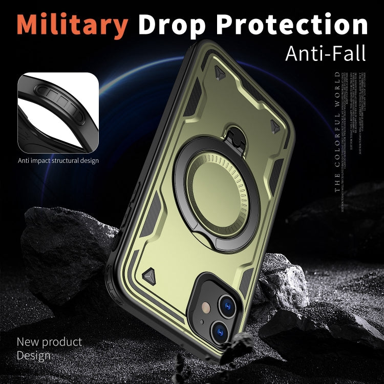 For iPhone 11 PC Hybrid TPU Armor MagSafe Ring Holder Phone Case