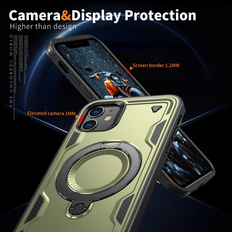 For iPhone 11 PC Hybrid TPU Armor MagSafe Ring Holder Phone Case