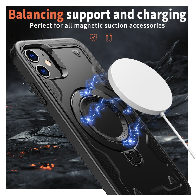 For iPhone 11 PC Hybrid TPU Armor MagSafe Ring Holder Phone Case