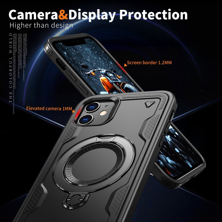 For iPhone 11 PC Hybrid TPU Armor MagSafe Ring Holder Phone Case