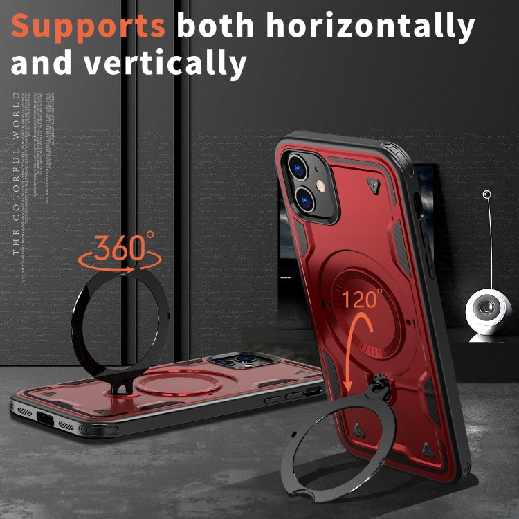 For iPhone 11 PC Hybrid TPU Armor MagSafe Ring Holder Phone Case