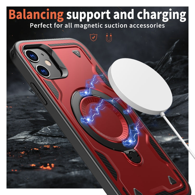 For iPhone 11 PC Hybrid TPU Armor MagSafe Ring Holder Phone Case