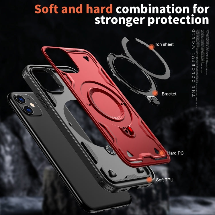 For iPhone 11 PC Hybrid TPU Armor MagSafe Ring Holder Phone Case