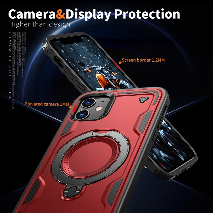 For iPhone 11 PC Hybrid TPU Armor MagSafe Ring Holder Phone Case