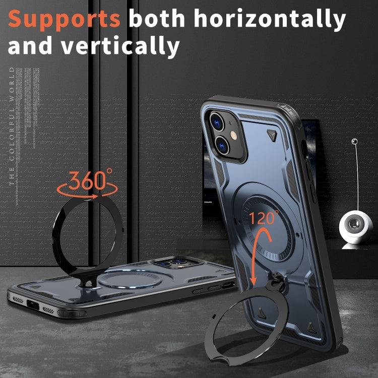 For iPhone 11 PC Hybrid TPU Armor MagSafe Ring Holder Phone Case