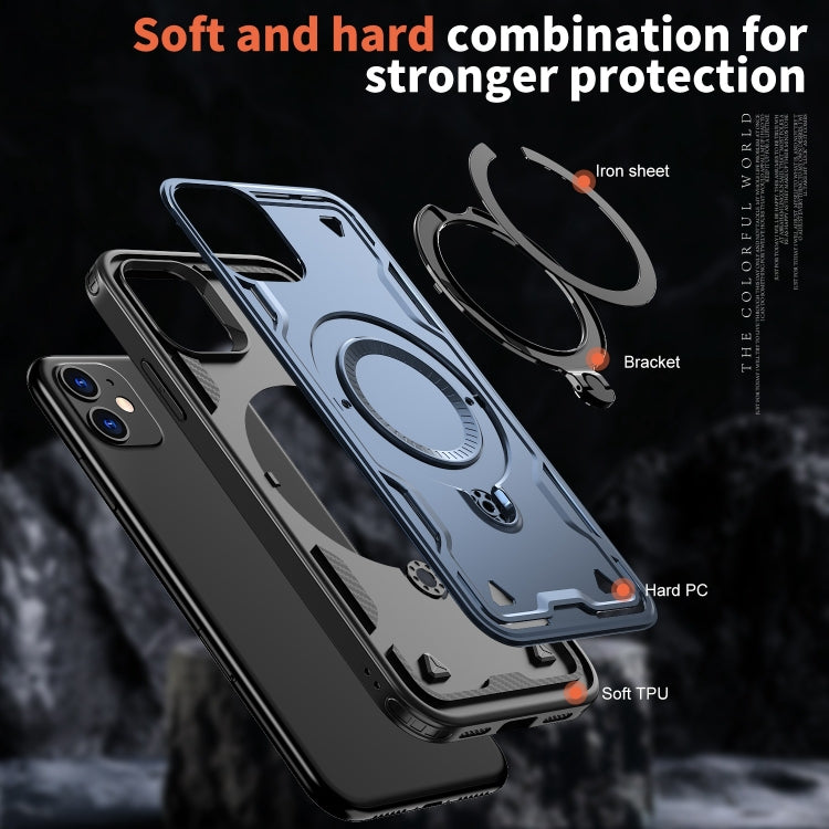 For iPhone 11 PC Hybrid TPU Armor MagSafe Ring Holder Phone Case