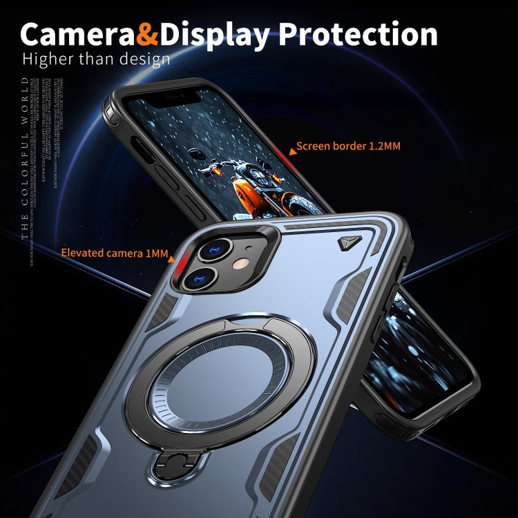 For iPhone 11 PC Hybrid TPU Armor MagSafe Ring Holder Phone Case
