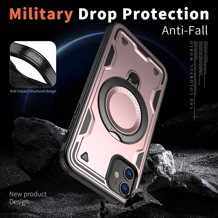 For iPhone 11 PC Hybrid TPU Armor MagSafe Ring Holder Phone Case