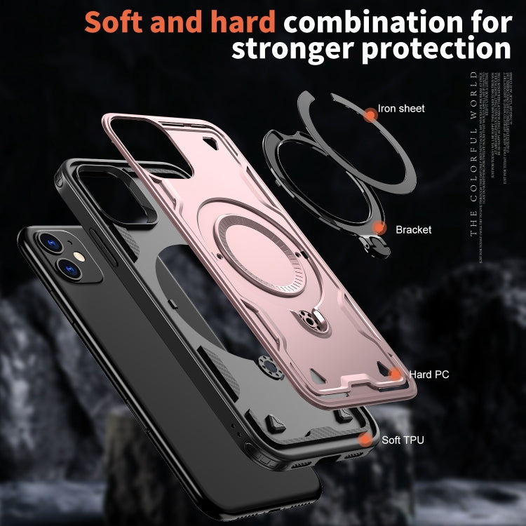 For iPhone 11 PC Hybrid TPU Armor MagSafe Ring Holder Phone Case