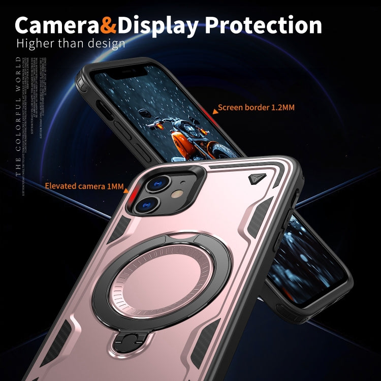 For iPhone 11 PC Hybrid TPU Armor MagSafe Ring Holder Phone Case