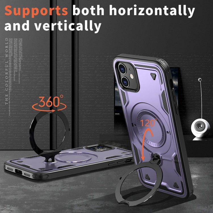 For iPhone 11 PC Hybrid TPU Armor MagSafe Ring Holder Phone Case