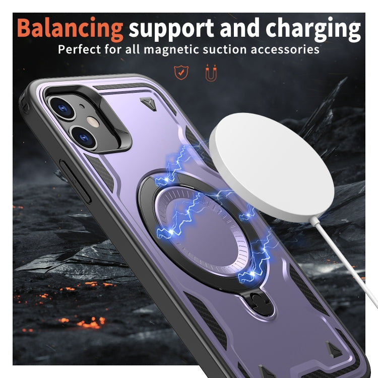 For iPhone 11 PC Hybrid TPU Armor MagSafe Ring Holder Phone Case