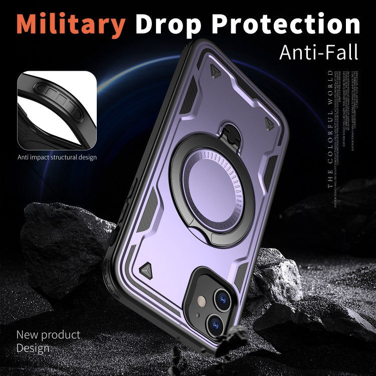For iPhone 11 PC Hybrid TPU Armor MagSafe Ring Holder Phone Case